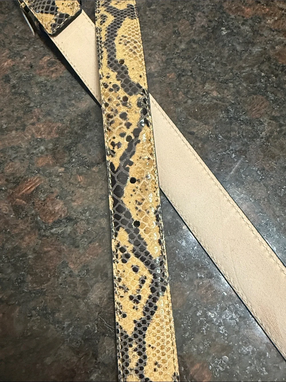 AUREUM Snake-Print Belt in Tan and Black with Gold Buckle never worn